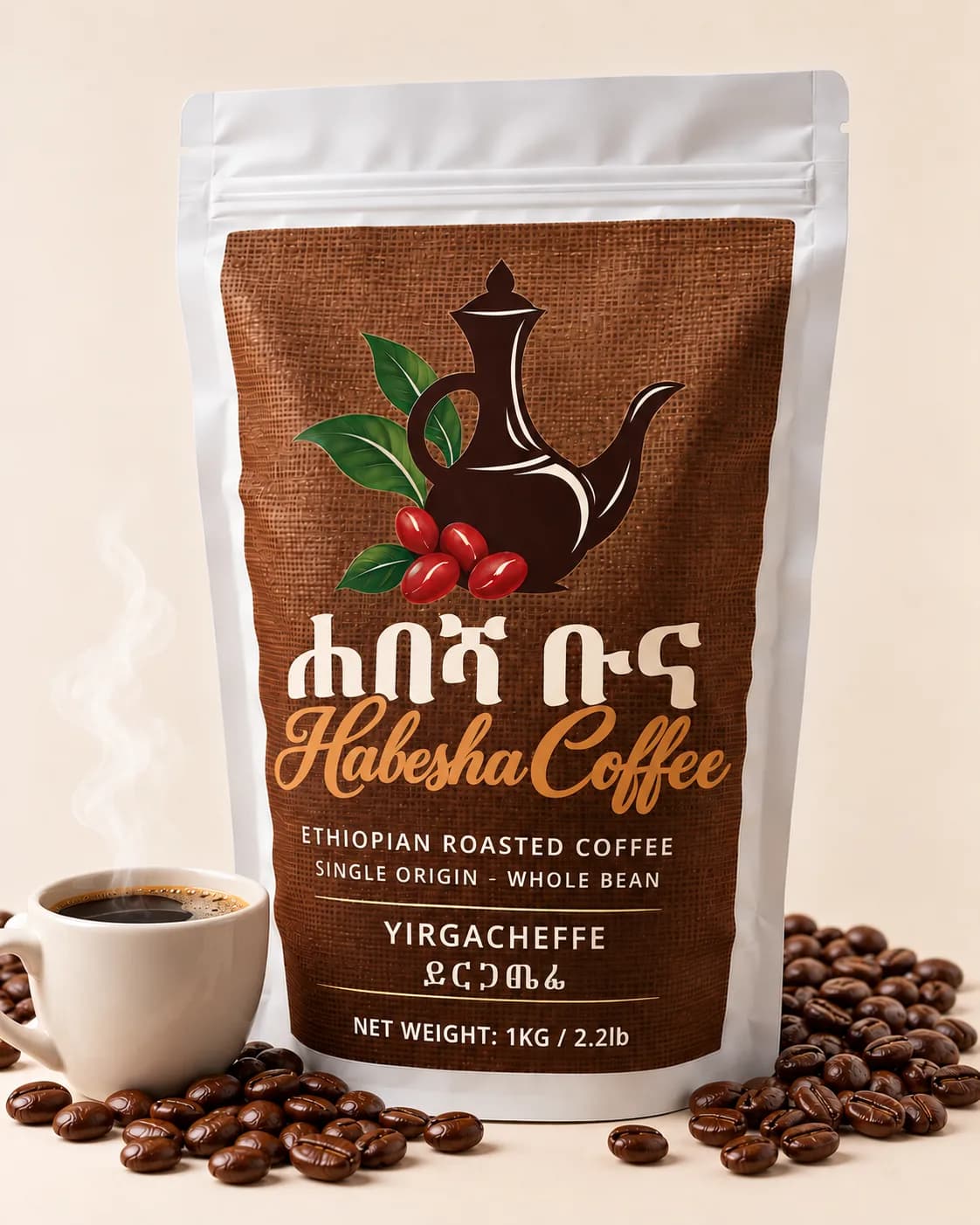 Habesha Coffee Yirgacheffe single-origin pouch